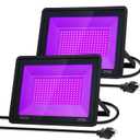 2 Pack 300W LED Black Light, Outdoor Blacklight Flood Light with Plug, IP66 Waterproof Outside Floodlights for Halloween Party, Body Paint, Fluorescent Poster, Neon Glow in The Dark