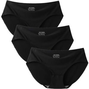 Womens Nylon Seamless Underwear Pack Available in High Waist Briefs and Low Rise Hipster for Legging No Show Panties (Black, XS)