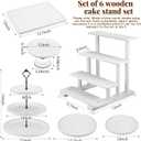 Roowest Wood Cake Stands Set of 6 Wood Dessert Tower Dessert Trays Desert Stands Cupcake Stand Rustic 3 Tier Farmhouse Cupcake Serving Stands with Dessert Trays for Tea Party(White)