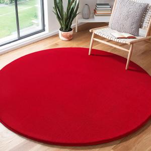 Amearea Red Round Area Rugs 5ft Washable Circle Rugs for Bedroom Living Room, Fluffy Indoor Thickened Memory Foam Rug, Non Slip Minimalist Circular Carpet for Kids Boys Girls Dorm Nursery Room Decor
