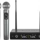 Phenyx Pro Wireless Microphone System, Metal Wireless Mic Set, Handheld Cordless Dynamic Microphones for Singing, Karaoke, Church, 2x30 UHF Tunable Frequencies,200 ft Range (PTU-52-2H)