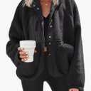 Nirovien Womens Fuzzy Fleece Jacket Button Down Sherpa Coats Casual Winter Warm Outwear with Pockets, Size XL