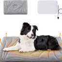 Large Dog Heating Pad with Washable Cover, Soft Plush Pet Heating Pad with 9 Adjustable Temperature, Timer, Chew-Resistant Cord, Waterproof Electric Heated Pet Bed Mat for Dogs and Multi-Cats (L: 35'' x 24'', Grey)