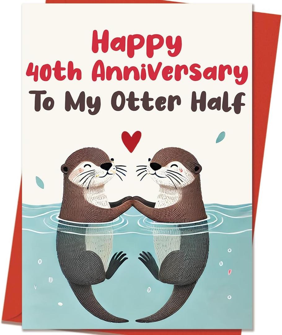 5 x 40th Anniversary Card Gifts for Couple Husband Wife | Funny 40 Year Wedding Anniversary Card Decorations for Men Women Him Her