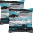 Blue Gray Decorative Throw Pillow Covers Black Teal Couch Pillow Covers White Turquoise Personalized Sofa Pillow Covers for Living Room Bedroom 12x12 Inch, Set of 2