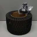 Rattan Ceiling Light, 1 Light Farmhouse Woven Flush Mount Ceiling Light, Boho Light Fixture for Bedroom Living Room Hallway Entryway, Black Finish