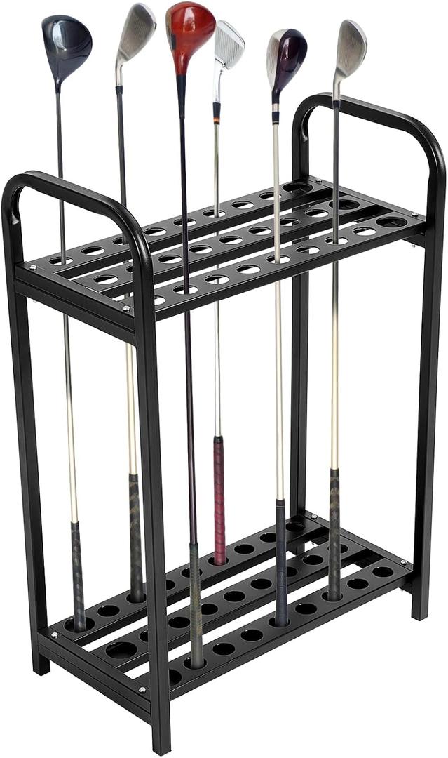 Hicarer 27 Hole Golf Club Holder Metal Golf Club Organizer Stand Rack Putter Stand Display for Indoor and Outdoor Use Home, Black