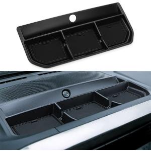 auovo Dashboard Organizer Tray for Ford F150 2021 2022 2023 Center Console Car Dashboard Accessories Phone Holder ABS Insert Secondary Storage Box with 3 Non Slip Rubber Mats (Black)