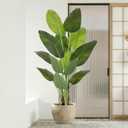 Artificial Bird of Paradise Plant 6Ft Tall Fake Tropical Palm Tree Large Fake Plants with 13 Silk Banana Leaves Faux Plant Indoor Decor Trees with White Pot for Home Bedroom Living Room Office