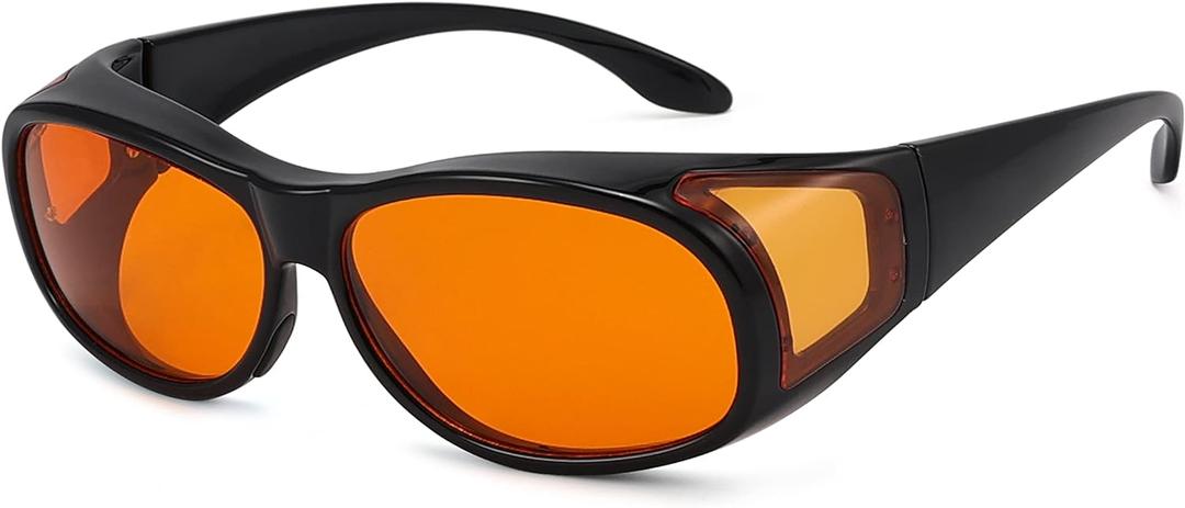 Eyekepper 100% Blue Light Reduction,Fitover Anti-Blue Blocking Computer Glasses with Extra Amber Lens (1804-black-100% Blue Light Blocking)