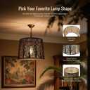 Lampshade Large Drum Lamp Shade 12" Top x 14" Bottom x 10" High (UNO Fitter) Metal Lamp Shades Antique Bronze and Gold Lampshades Replacement for Table Lamps and Floor Lamp Art Etched