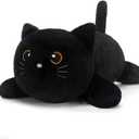 SQEQE Weighted Stuffed Animals Black Cat, Weighted Black Cat Plush, Plushies for Cozy Comfort, Soft Black Cat Pillow Toy for Kids Adults, Christmas & Valentines Gift 23.6 Inch 3.8 Lbs