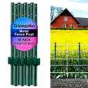 Gtongoko 4.8 Feet Heavy Duty Metal Fence Posts, 10 Pack U Channel Fence Post with Anchor Plate, Green Steel T Post for Garden, Yard, Farm, Wire Fencing