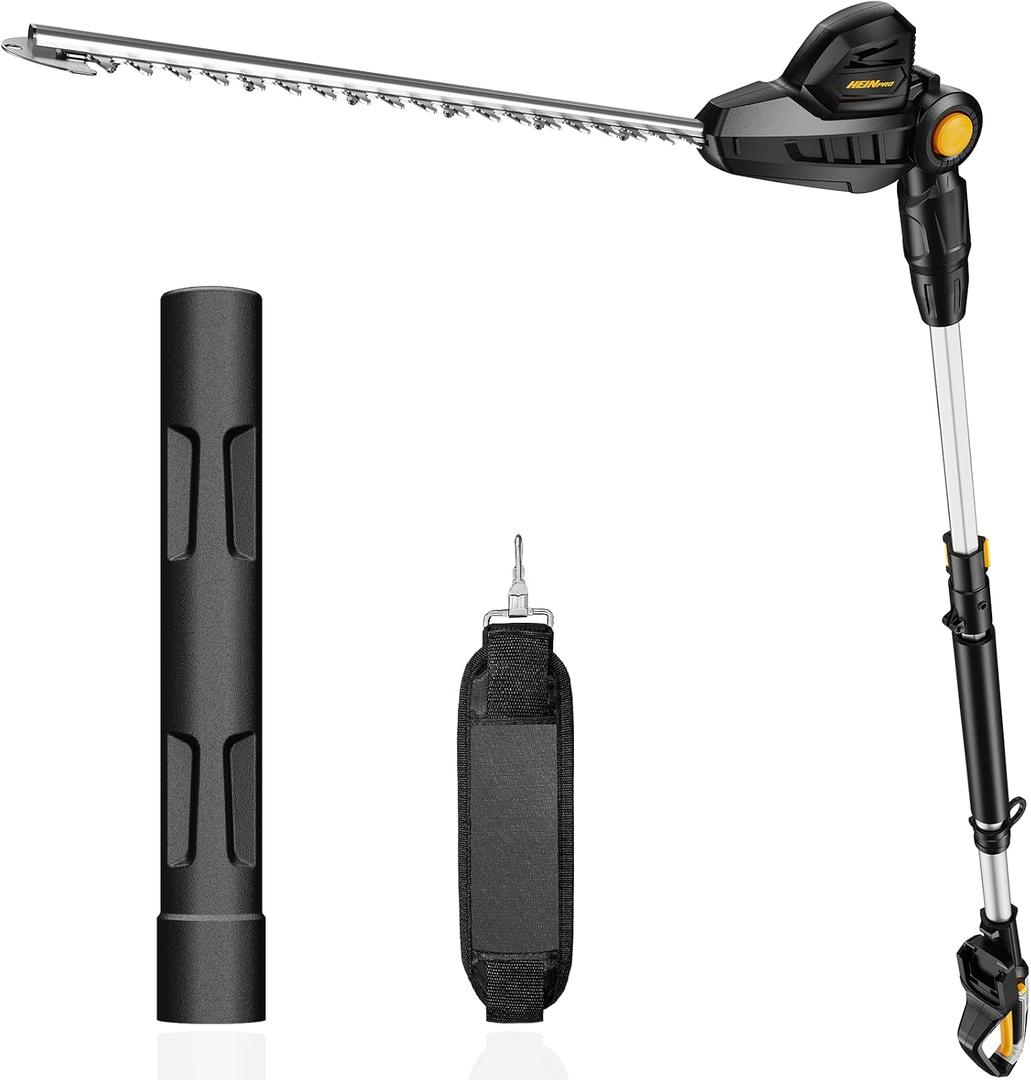 HEINPRO Pole Hedge Trimmer Cordless Compatible with Dewalt 20V MAX Battery, Hedge Trimmer with Extension Pole Up to 14-Feet Reach, 18-Inch Pole Trimmer for Hedge Trimming (Tool Only)