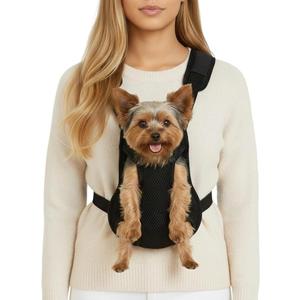 Inspack Dog Backpack Carrier/Cat Carrier, Adjustable Pet Front Carriers Travel Bag for Puppy Medium Dogs, Legs Out, Soft Ventilated Dog Chest Carry Backpacks for Hiking/Camping, 4-7 lbs, Black