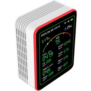 Air Quality Monitor,15-in-1 Smart Air Quality Tester with PM,CO2,CO,TVOC,HCHO,PM,AQI,Temperature & Humidity,Timer,Real Time Display,Battery Powered,for Home & Office