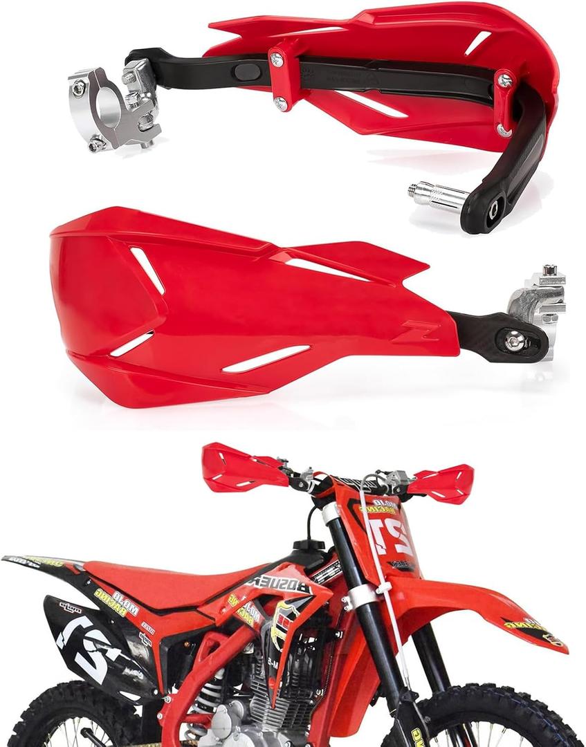 XINGWU Dirt Bike Handguards Universal 7/8'' and 1 1/8'' Motorcycle Hand Guards for Light Bee Sur Ron X/S CR CRF KXY ATV Pit Bike Motocross Enduro Supermoto Racing (Red)