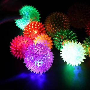Light Up Bouncy Balls, 2.55" Glow in The Dark Party Favor for Kids Adults Stress Relief,LED Flashing Soft Spike Balls Bulk Toys for Gifts School Rewards