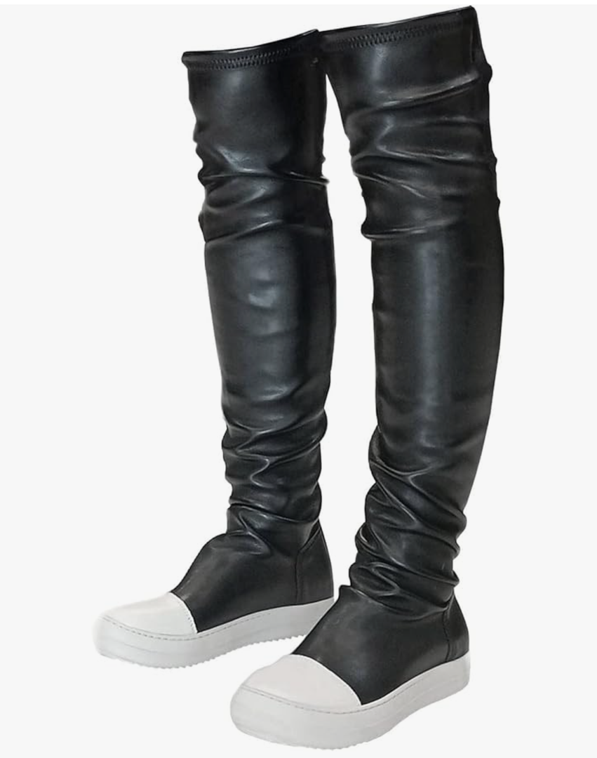 MOFEEDOUKA Thigh High Boots for Women Flat Over The Knee Round Toe Booties, Size 4