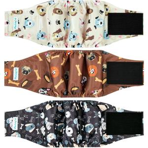 Paw Legend Washable Dogs Diapers Male Dog Belly Bands for Male Dogs Diapers Reusable Puppy & Doggie Diapers Male (3 Pack, X-Large)