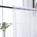 SpaceDresserWhite Kitchen Sheer Valance Curtains 36 Inch, Voile Sheer Cafe Curtains for Bathroom Farmhouse Country Light Filtering Short Window Curtain 1 Pair 2 Panels(White,52 W x 36 L)