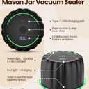 2026 Upgraded Electric Mason Jar Vacuum Sealer Kit with Wide and Regular Mouth Mason Lids -80kpa Automatic Vacuum Pump 2500mAh Battery One Touch Canning Sealing Machine for Food Storage Black