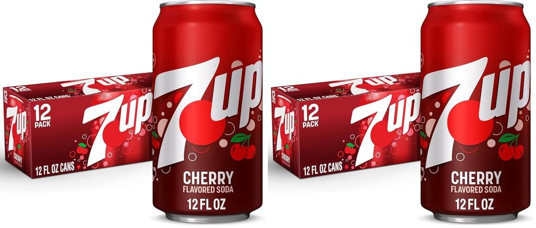 7UP Cherry Flavored Soda, 12 fl. oz. Cans, 12 Pack (Pack of 2). August/30/2026