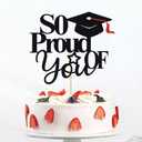 So Proud of You Cake Topper, 2026 Graduation Party Decoration Supplies, Black&Red Glitter Congrats Grad Party Decor