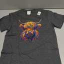 Colorful Highland Cow T-Shirt (Gray, M)