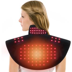 Cordless Red Light Therapy for Shoulder & Neck, Upper Back 650nm Red Light Therapy Wrap, Heating Wrap for Body Muscle Relax with 850nm Near-Infrared Light, Auto Timer, Rechargeable