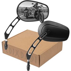 Black 8mm Rear View Mirrors for Touring Road Glide FLTRX Electra Glide FLHT Road King FLHR Street Glide FLHX Sportster Dyna Softail models 1982-2023