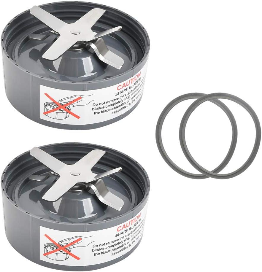 TIMESETL 2 Pack Replacement Extractor Blades and 2 Extra Silicone Rubber Gasket Seal Rings, Replacement Blades Parts Compatible with Nutribullet 600w & 900w NB-101B NB-101S NB-201 Juicer Blenders