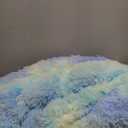 RYNGHIPY Shaggy Fluffy Plush Duvet Cover Set with Pillowcases, Mint Green Furry Rainbow Bedding Set for Kids Girls, Ombre Aqua Teal Comforter Cover (Mint Green,Twin)