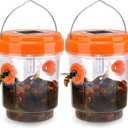 Wasp Traps for Hunting Wasps, Bees, Hornets, Insects, Yellow Jacket Traps, Wasp Trap Catcher, Reusable Solar Powered Hanging for Outdoor, 2 Packs
