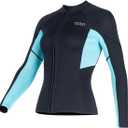 DIVE & SAIL Wetsuit Top Jacket Women Men 1.5mm Neoprene Wetsuit Jacket Long Sleeve Front Zip Wet Suit Vest for Swimming Surfing Snorkeling Kayaking Scuba Diving L Size