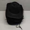 Mepase 22 Pieces Disposable Plastic Western Cowboy Hat Set Felt Wide Brimmed Cowgirl Hats for Men Women Costume Party(Black)