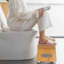 Foldable Toilet Stool, Bamboo Toilet Stool Squat for Adults, 7 Inches Poop Stool for Bathroom, Collapsible Potty Step Stool with Non-Slip Strip, Space-Saving, No Assembly (Natural)