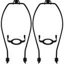 GO&SO 2 Pack Black Lamp Harp Kit 8 inch with E26 UNO Light Base Set, Detachable Lamp Shade Adapter for Table & Floor Lamps, Heavy Duty Bracket DIY Light Fitting with 3/8 Standard Saddle & Finial