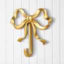 1 Pcs Gold Bow Knot Hooks Brass Bow Christmas Wall Door Hanger Towel Hooks Brass Coat Hanger Decorative Holder for Christmas Wedding Bathroom Living Room Kitchen Decor (L) (L (3.66 x 3.54 x 0.79))