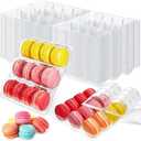 Sherr 12 Pcs Macaron Boxes Clear Plastic Macaron Storage Containers Macaroon Packaging Display Trays for Cookie, Wedding, Party Gifts