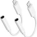 [Apple MFi Certified] Apple Lightning to 3.5 mm Headphone Jack Adapter for iPhone, 2 Pack iPhone 3.5mm Aux Audio Adapter Converter Cable Dongle Compatible for iPhone 14 13 12 11 Pro Max XS XR X 8 7 6
