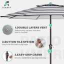 JEAREY 9' 2-Tiers Patio Umbrellas Outdoor Table Market Umbrella w/Push Button Tilt/Crank, 8 Sturdy Ribs, UV Protection Waterproof Sunproof(Black Striped)