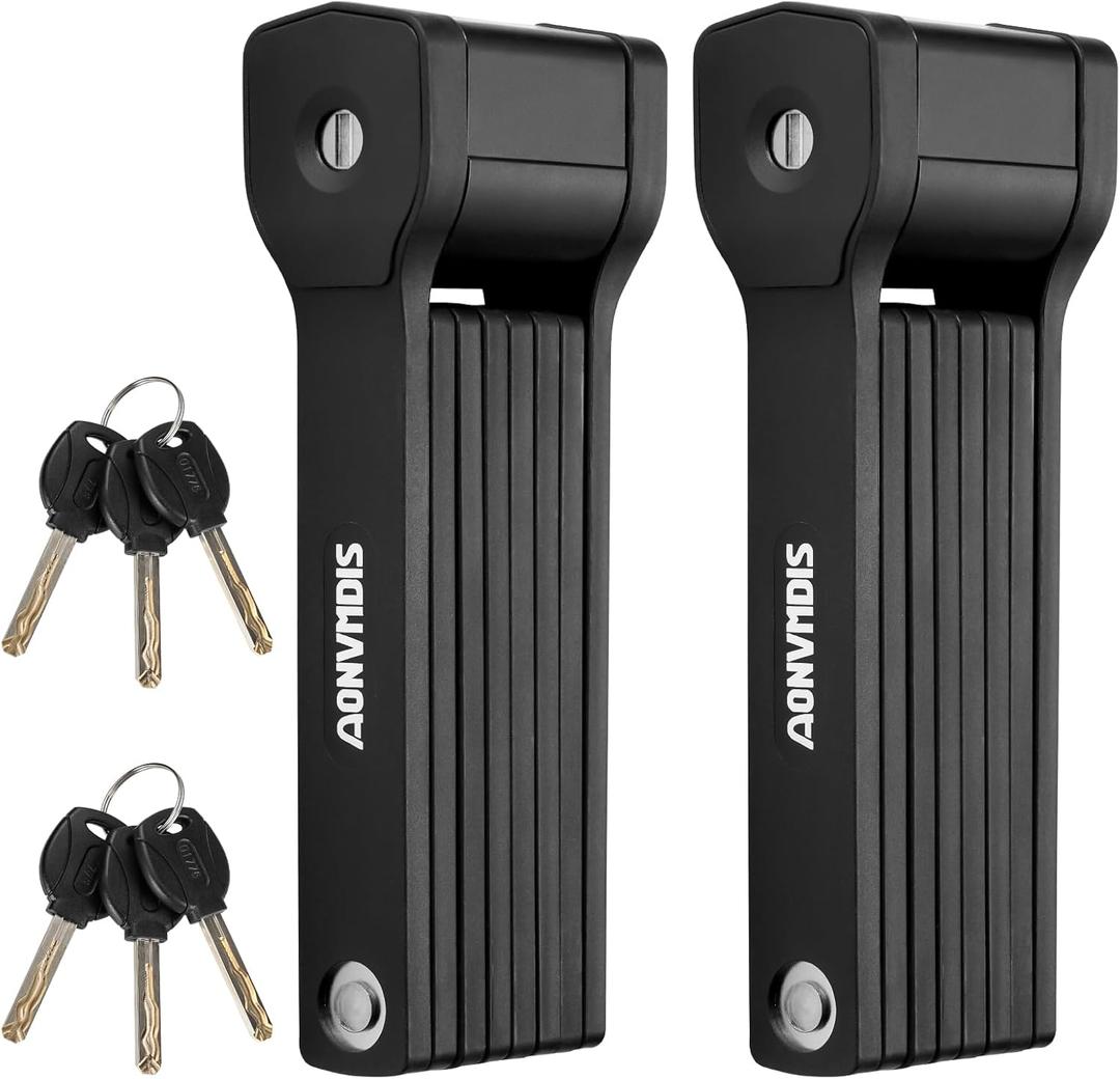 Folding Bike Lock Bicycle Scooter Folding Locks with 3Keys Heavy Duty Bike Lock with Easy Mounting Bracket Alloy Steel Foldable Lock (2 Pack, Black)