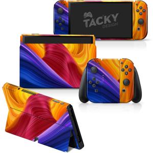 Tacky Design Abstract Colorful Skin Compatible with Nintendo Switch OLED Skin Wrap Cover, Twistings Space Skin for Nintendo Switch OLED Stickers, Premium Vinyl 3M Full Wrap Decal