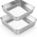 LIANYU 8/9 Inch Square Baking Cake Pan, Stainless Steel Brownie Bread Cake Molds, Square Bakeware for Lasagna Pie, Oven & Dishwasher Safe