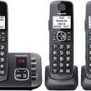 Panasonic DECT 6.0 Expandable System, Cordless Phones With Answering Machine and Call Blocking  3 Cordless Phones 3 Handsets  KXTGE633M (Metallic Black)