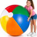24-inch Giant Beach Ball - (pack Of 3) Big Inflatable Beach Balls For Pool Toys, Blow Up large inflatable ball Toys For Kids Pool Parties, Themed Birthdays, Beach Events, Summer Party Decorations