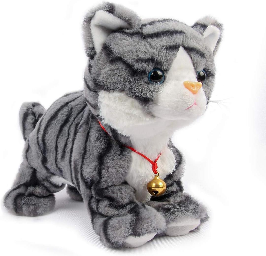 Smalody Interactive Plush Toys, Novelty Sound Control Electronic Cat Electronic Pets Robot Cat Gift for Children (Gray)