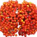 BBTO Artificial Holly Berries on Wire Stems, 250 Stems with 500 Pieces 8 mm Fake Berries for Christmas Tree Decorations Wreath Craft Use Wedding Party Favor (Yellow, Red)