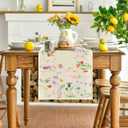 Wildflowers Floral Table Runner, Summer Fall Table Decoration with Meadow Grass and Botanical Print for Kitchen Dining Table or Home Party, 13x75 Inch